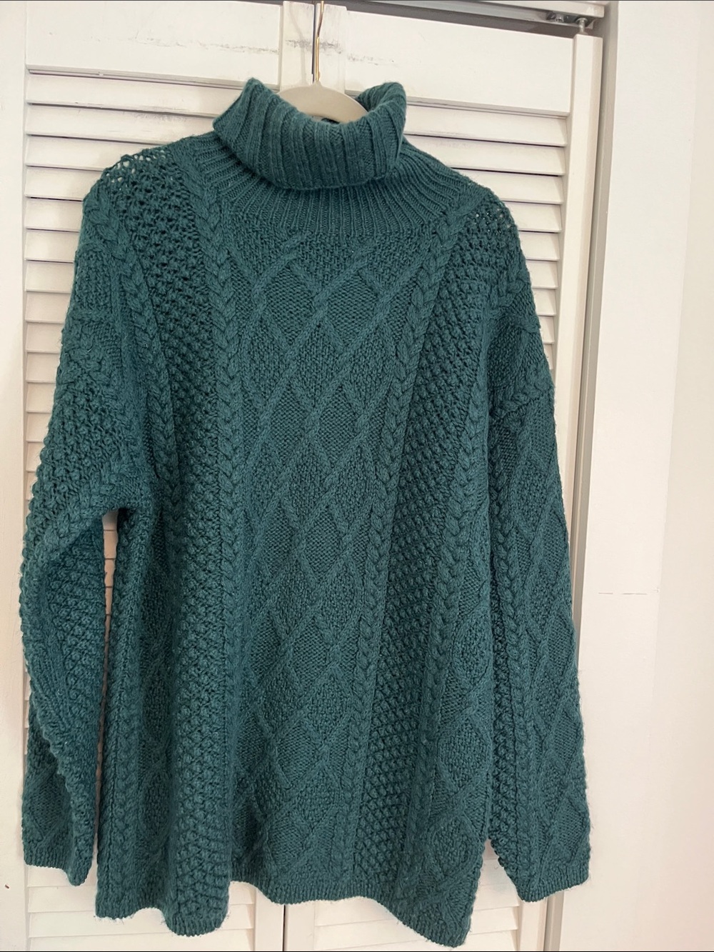 J Crew Fishermen Sweater Sz Large Green